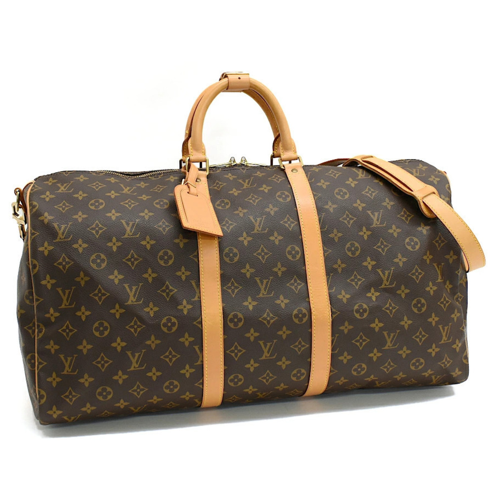 Louis Vuitton Keepall Bandouliere Boston Bag Monogram Canvas Leather Brown